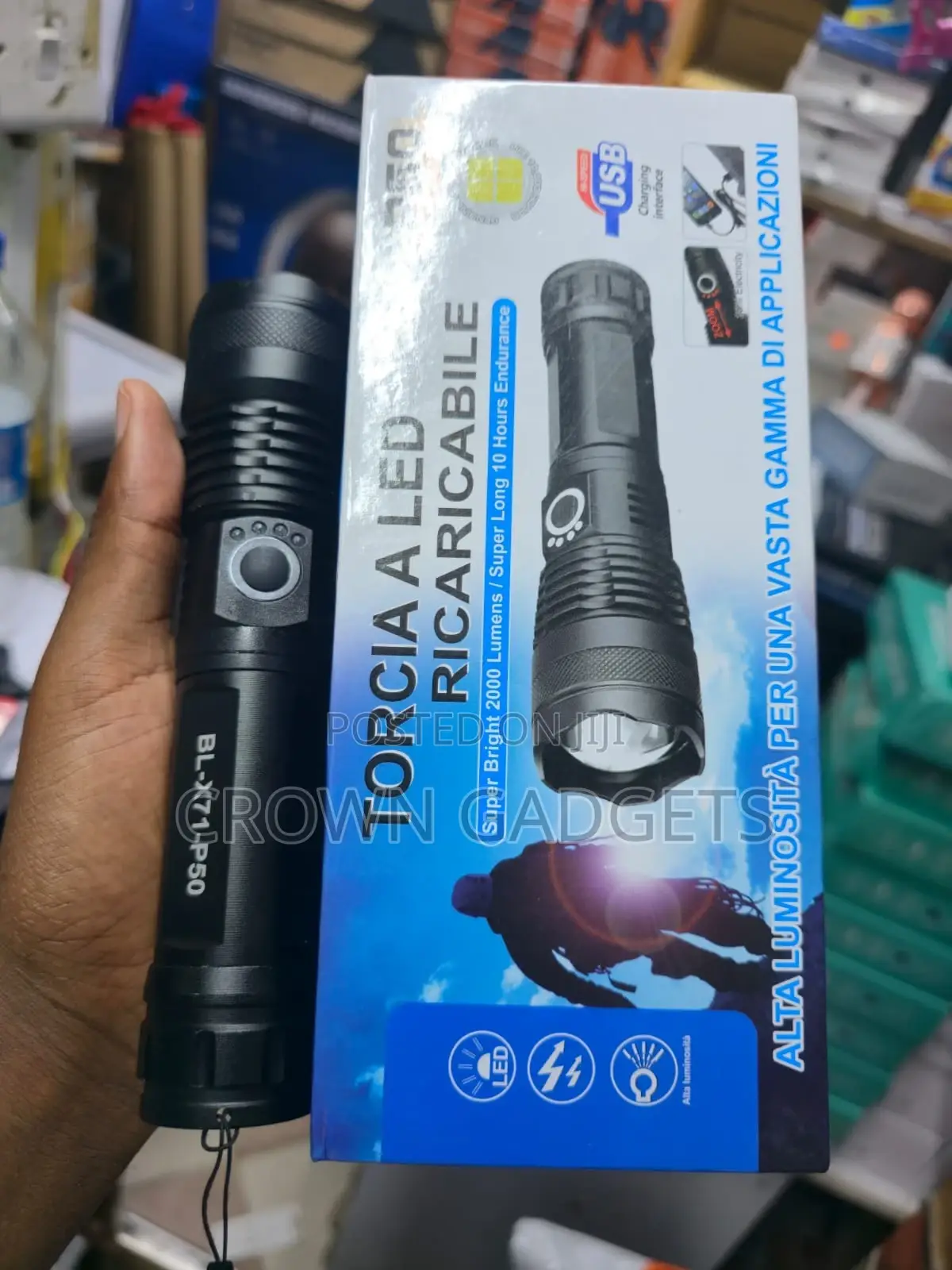 P50 Led Torch Zoomable Flashlight 2000 Lumens