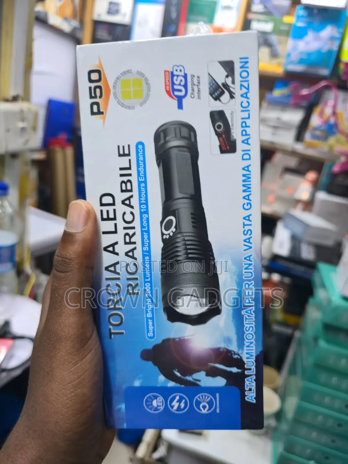 P50 Led Torch Zoomable Flashlight 2000 Lumens