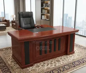 Office Desk : High-End 1.6m Executive L-Shaped Mahogany Office Desk