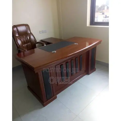 Office Desk : High-End 1.6m Executive L-Shaped Mahogany Office Desk