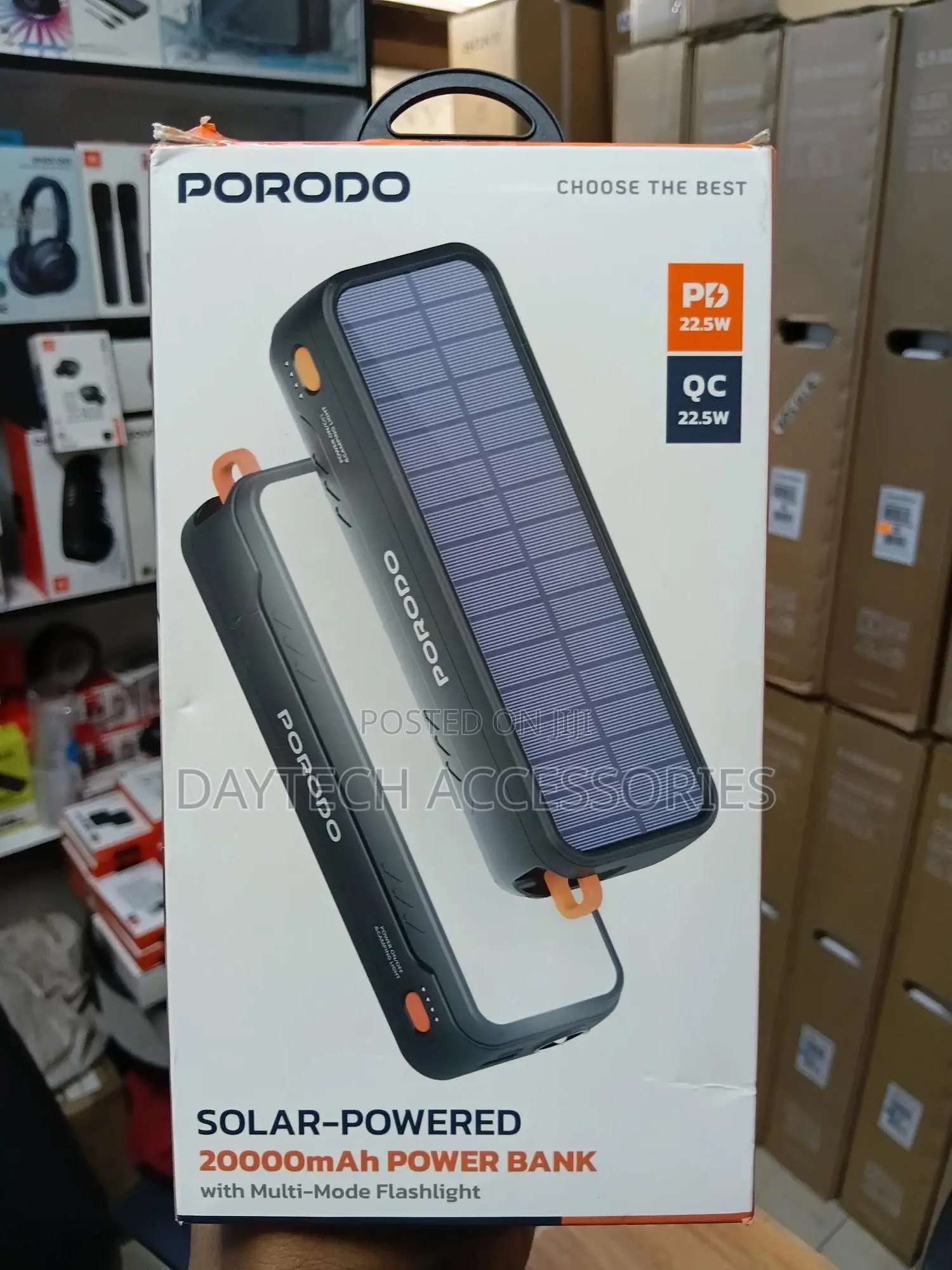 Powerology 20000mah Solar Power Bank – 22.5w Fast Charging (Pd Qc)