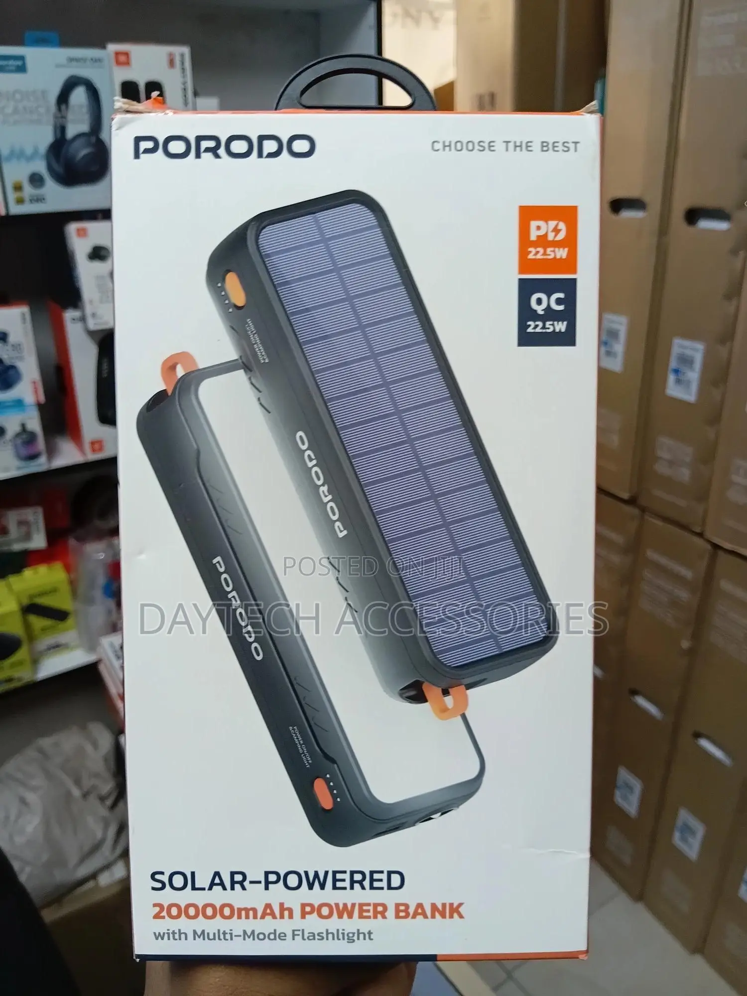 Powerology 20000mah Solar Power Bank – 22.5w Fast Charging (Pd Qc)