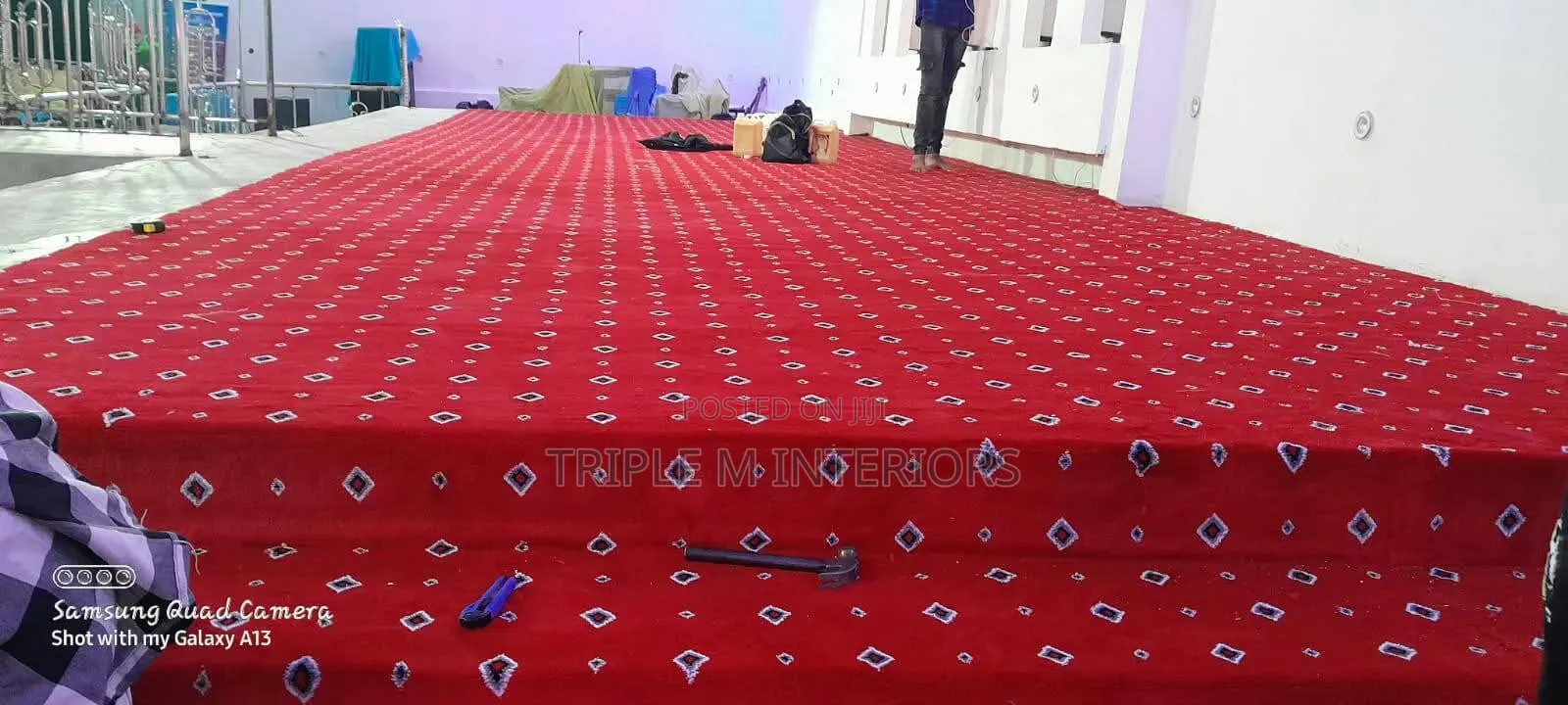 Bold Red Dotted Wall-to-Wall Carpet