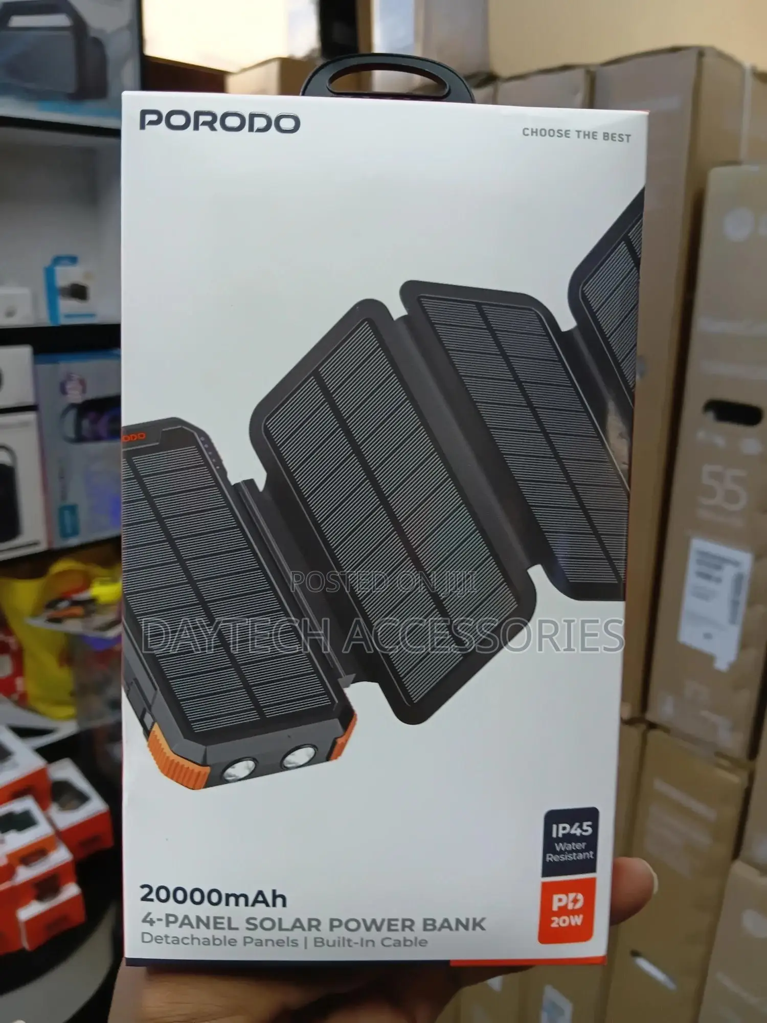 The Porodo 4-Panel Solar Power Bank - Black