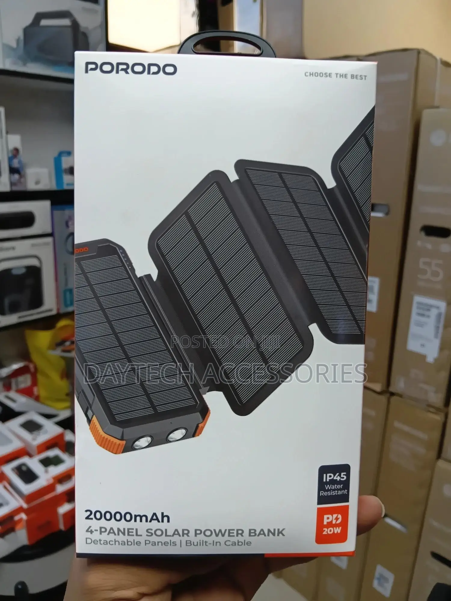 The Porodo 4-Panel Solar Power Bank - Black