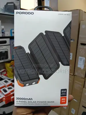 The Porodo 4-Panel Solar Power Bank - Black