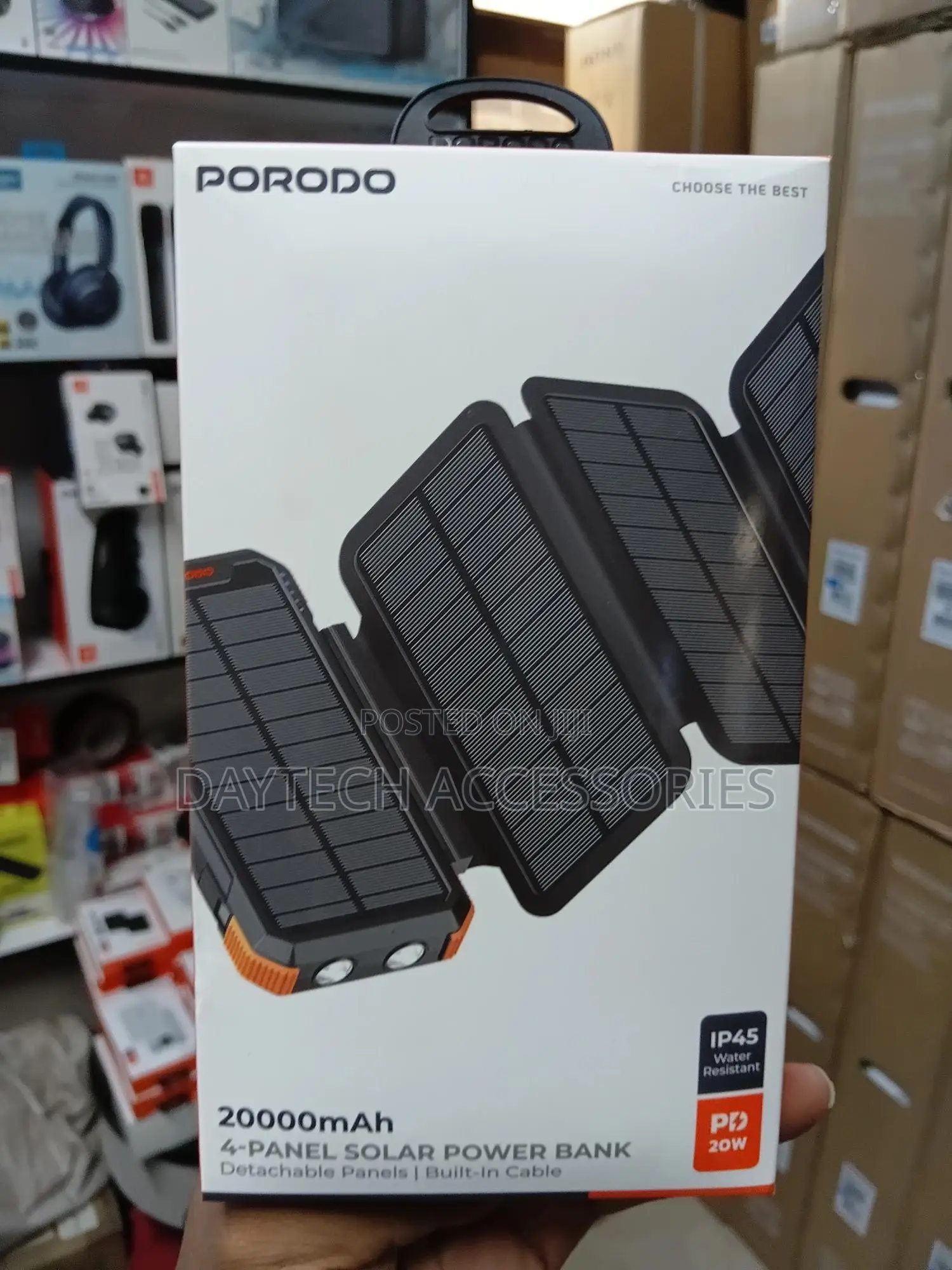 The Porodo 4-Panel Solar Power Bank - Black