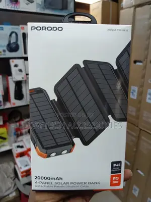 The Porodo 4-Panel Solar Power Bank - Black