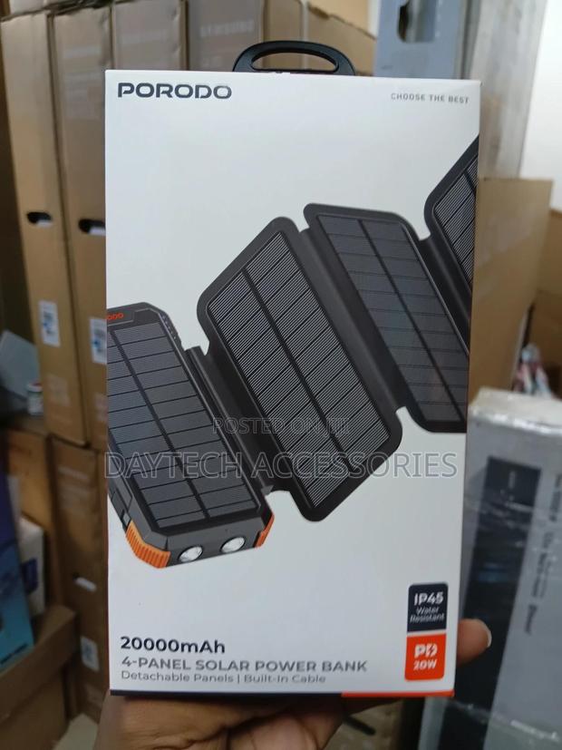 Porodo Power Bank 20000mah 4-Panel Solar Bank
