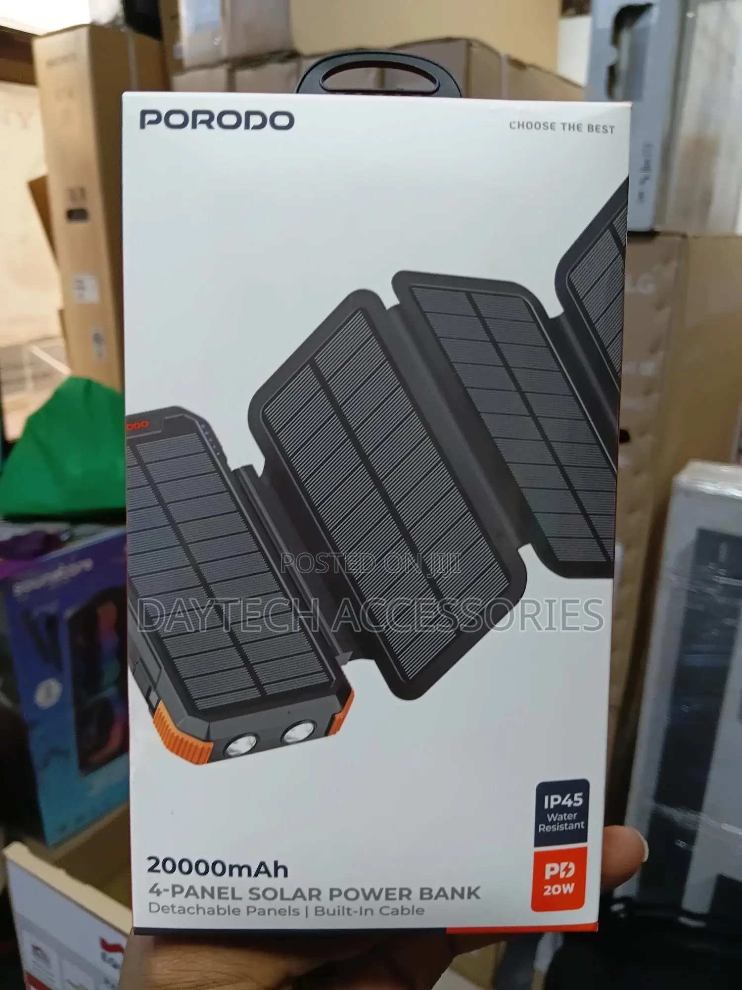 Porodo Power Bank 20000mah 4-Panel Solar Bank