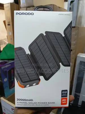 Porodo Power Bank 20000mah 4-Panel Solar Bank