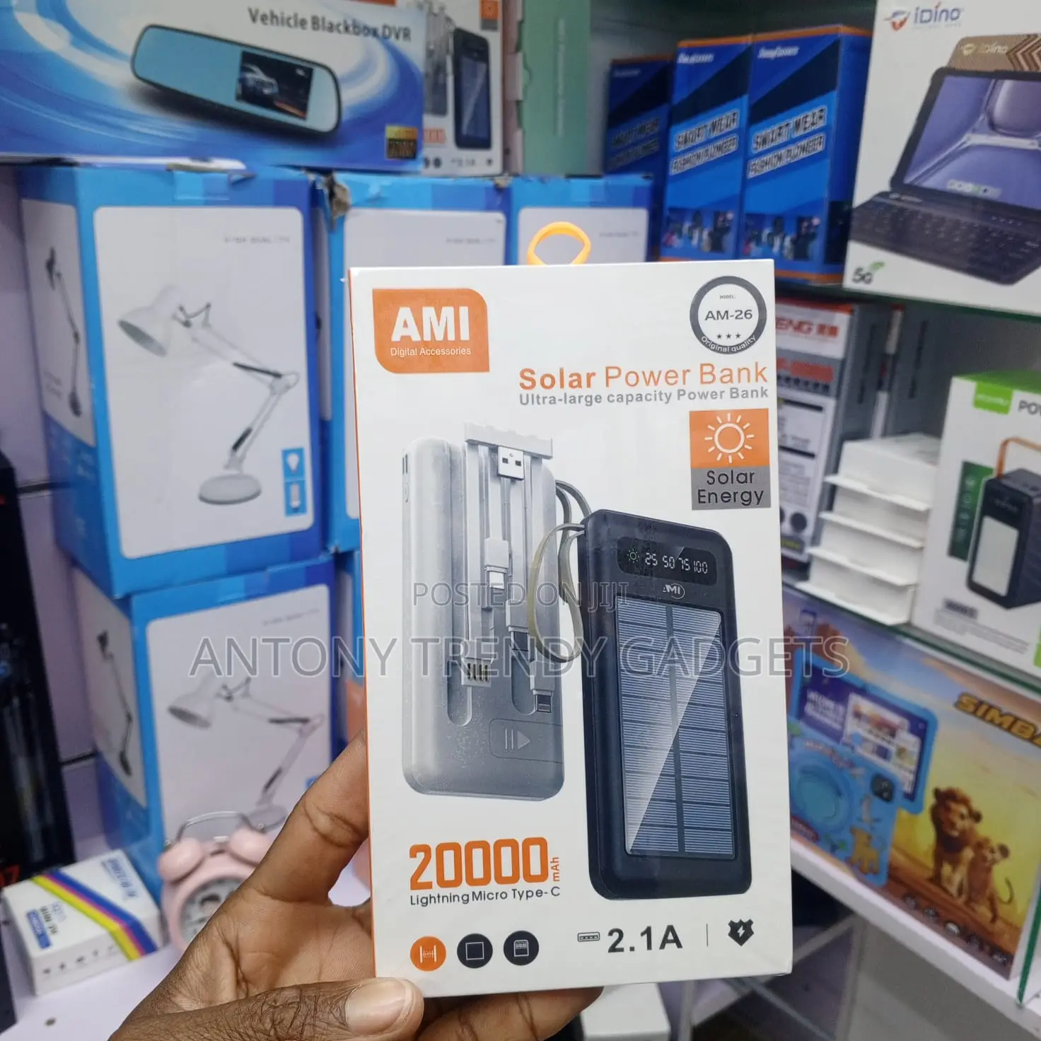 Ami Am-26 20000mah Solar Charger Type-C Micro Lightning