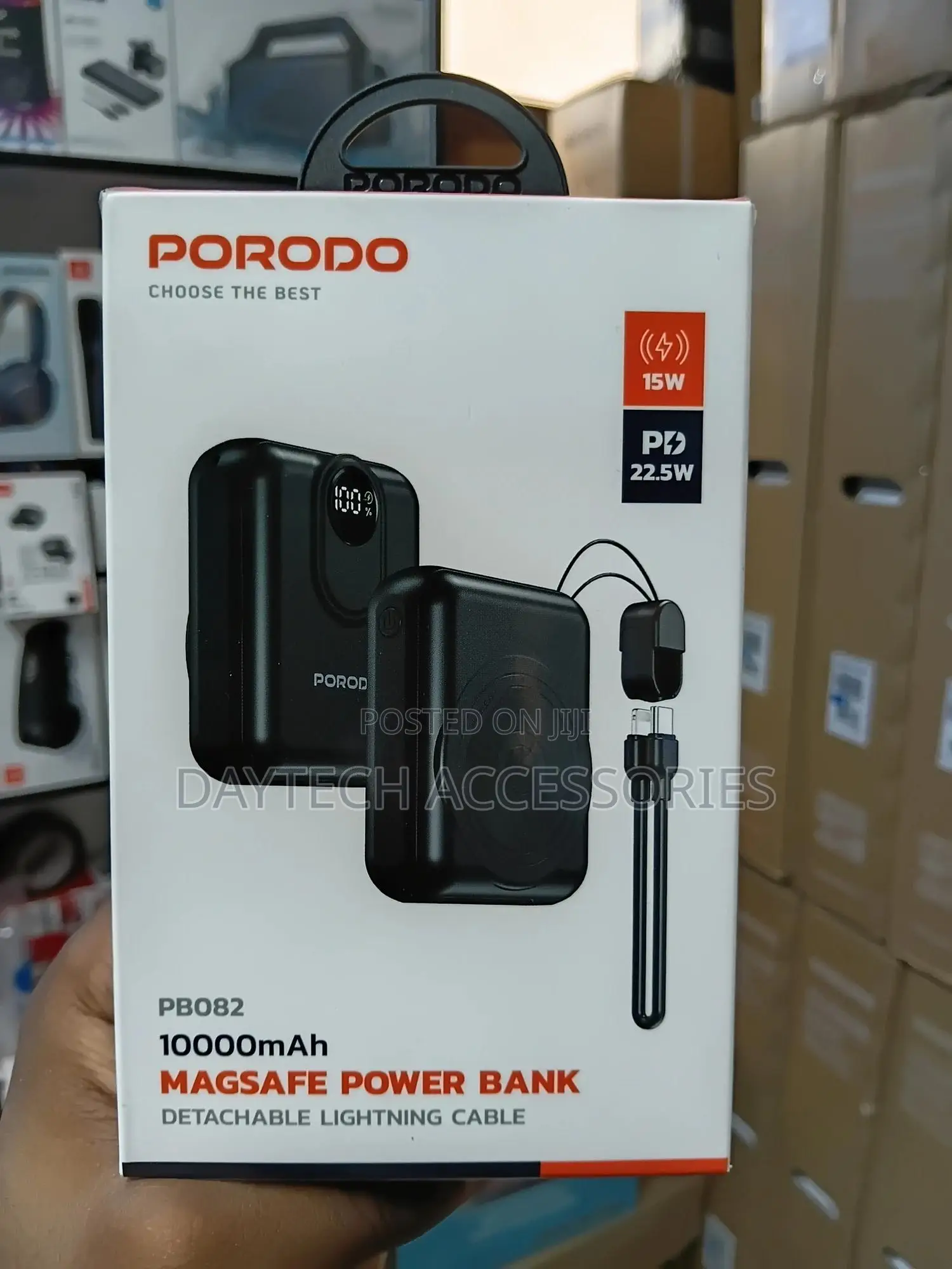 Porodo Power Bank 10000mah Magsafe Detachable Lightning Cable Pd 22.5w