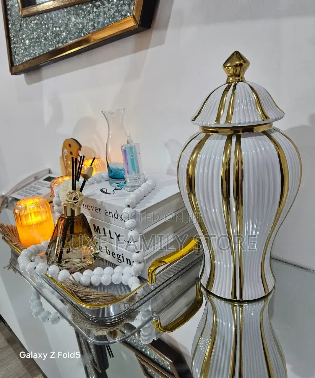 Mirrored Console Table Wall Mirror Set