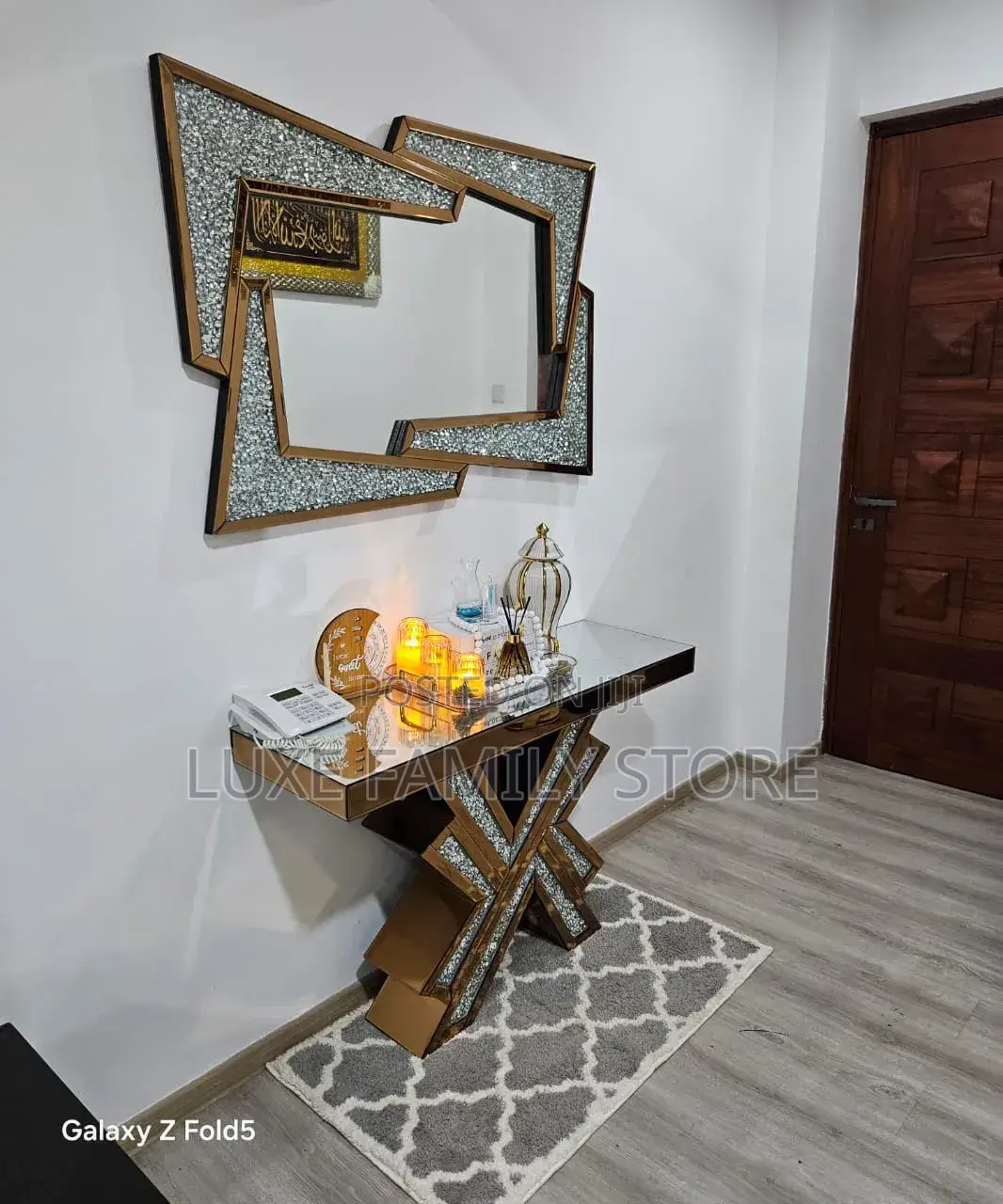Mirrored Console Table Wall Mirror Set