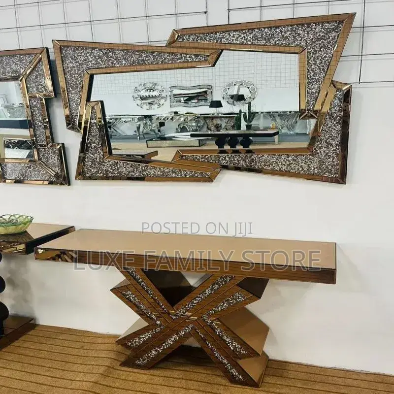 Mirrored Console Table Wall Mirror Set