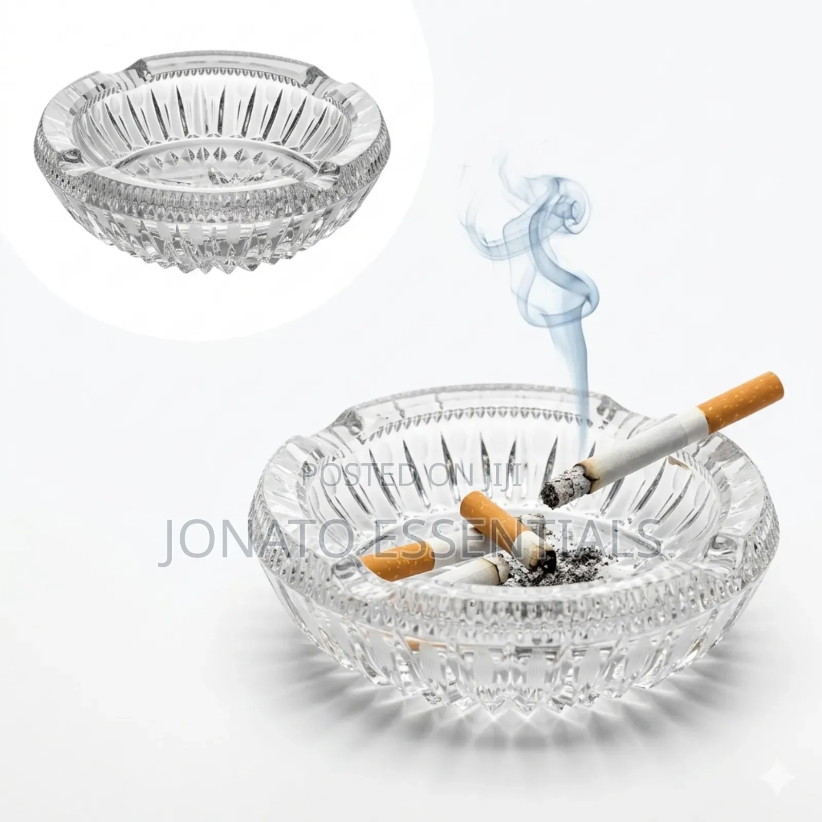 Executive Crystal Glass Ashtray - Heavy Duty Vintage Cut Glass