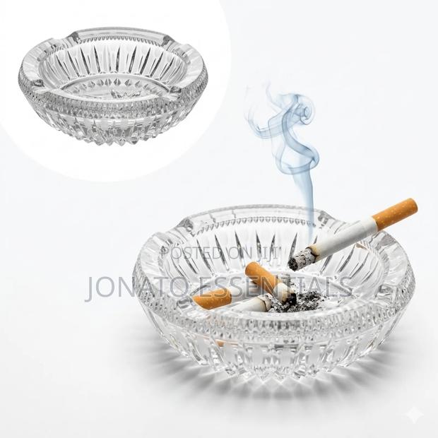 Executive Crystal Glass Ashtray - Heavy Duty Vintage Cut Glass