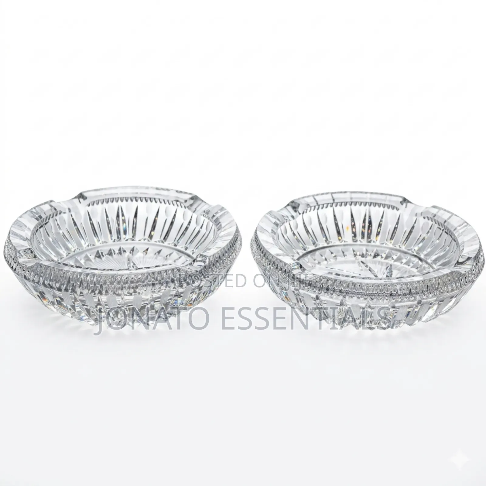 Executive Crystal Glass Ashtray - Heavy Duty Vintage Cut Glass