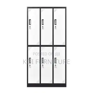 Office Cabinetl; Six Gray Lockers Executive Metallic Cabinet