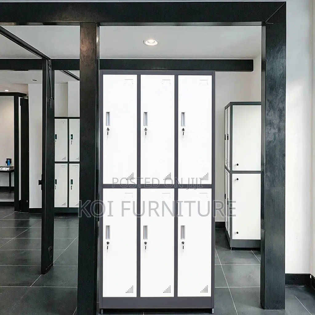 Office Cabinetl; Six Gray Lockers Executive Metallic Cabinet