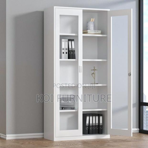 Office Cabinet; Steel Elegant Intergrated Glass Cabinet With Two Doors