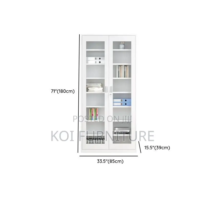 Office Cabinet; Steel Elegant Intergrated Glass Cabinet With Two Doors