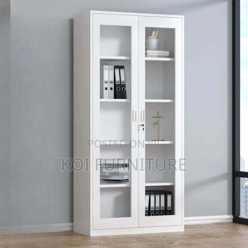 Office Cabinet; Steel Elegant Intergrated Glass Cabinet With Two Doors