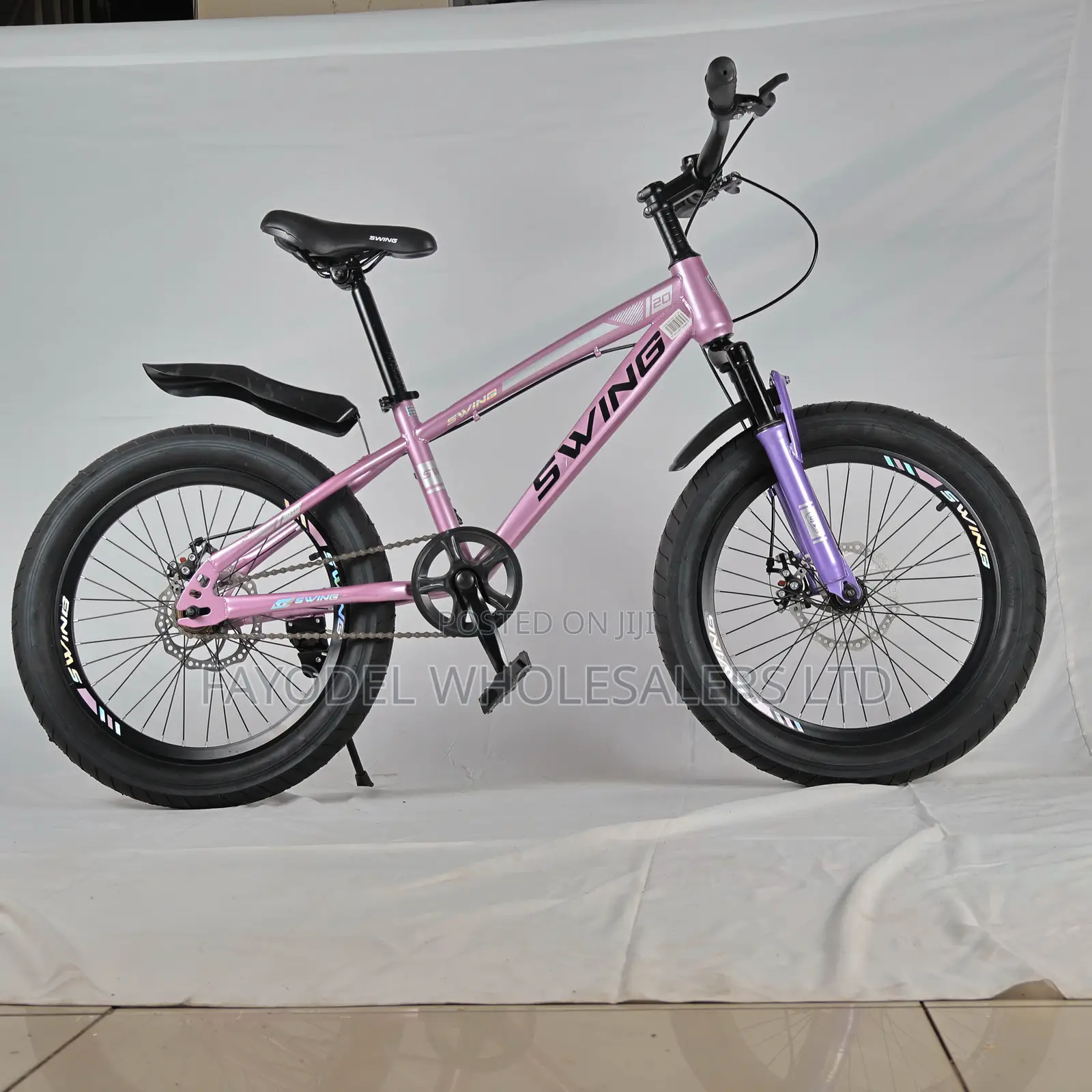 Purple Fat Tire Swing Bike for 8-13 Year Olds