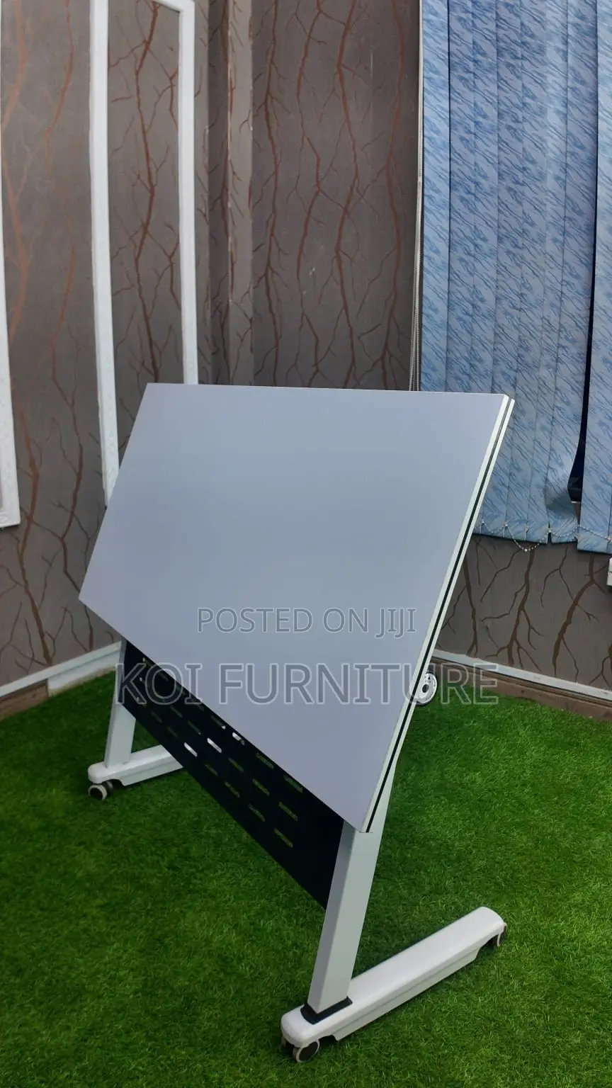 Office Table; Foldable White Desk With Dynamic Mobility