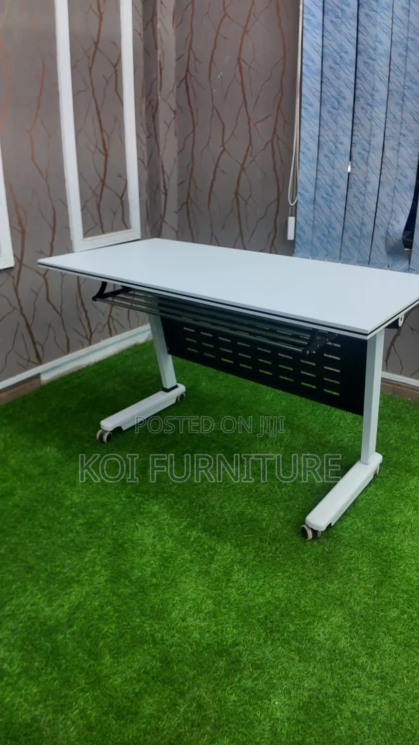 Office Table; Foldable White Desk With Dynamic Mobility