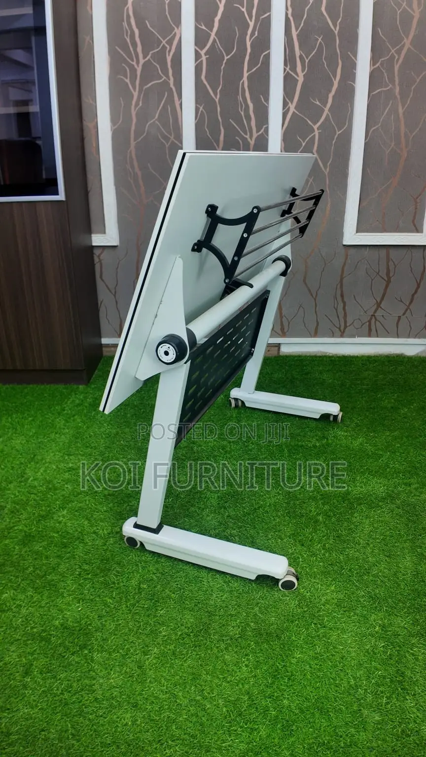 Office Table; Foldable White Desk With Dynamic Mobility