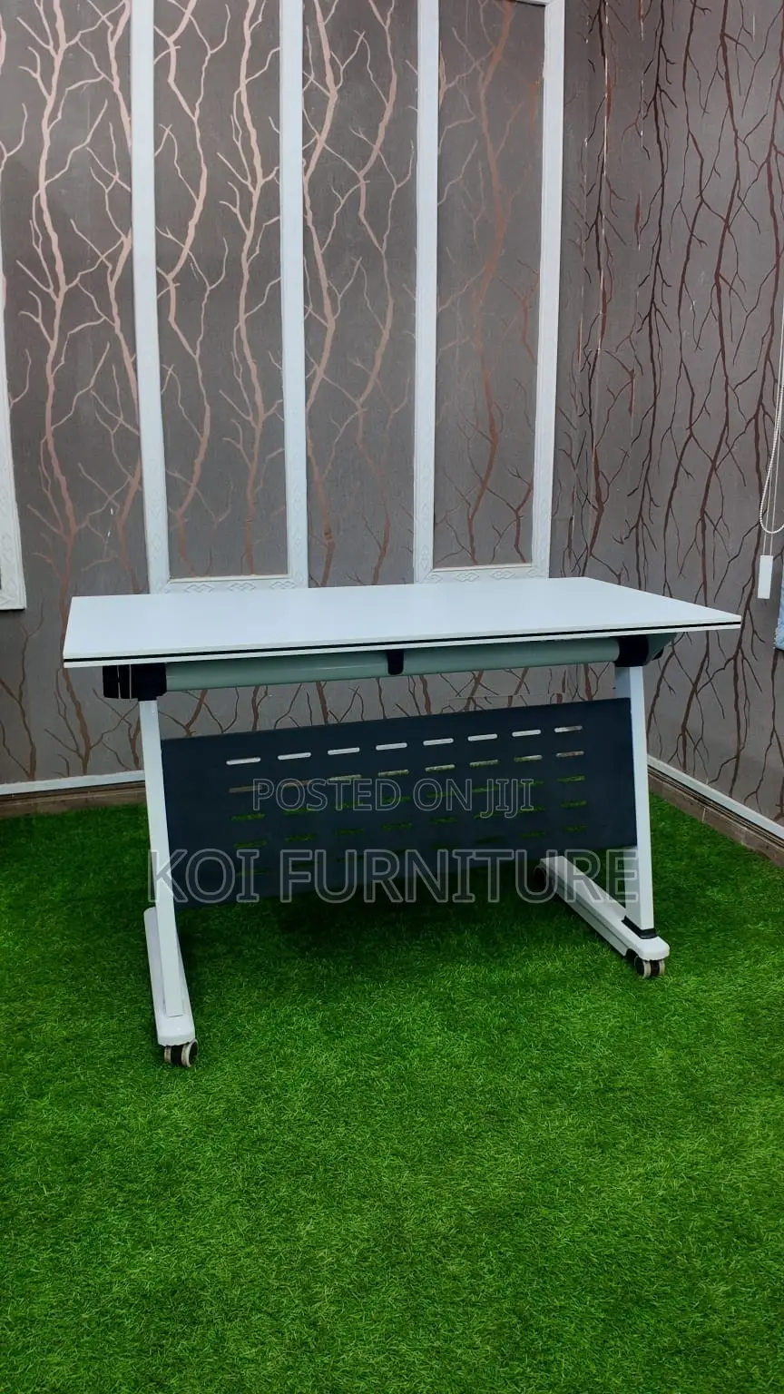 Office Table; Foldable White Desk With Dynamic Mobility