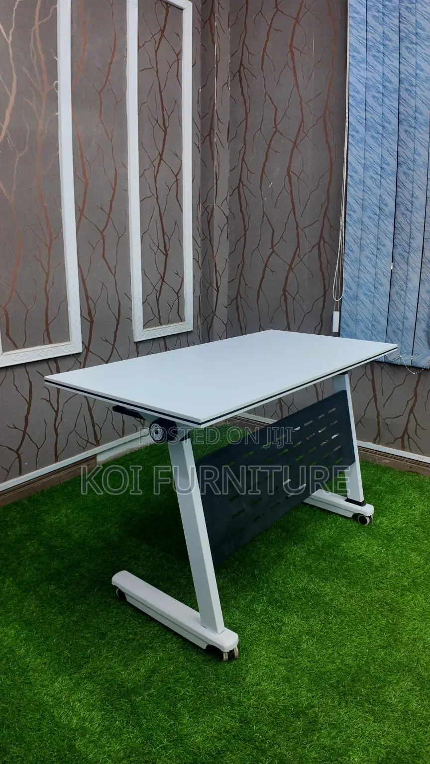 Office Table; Foldable White Desk With Dynamic Mobility
