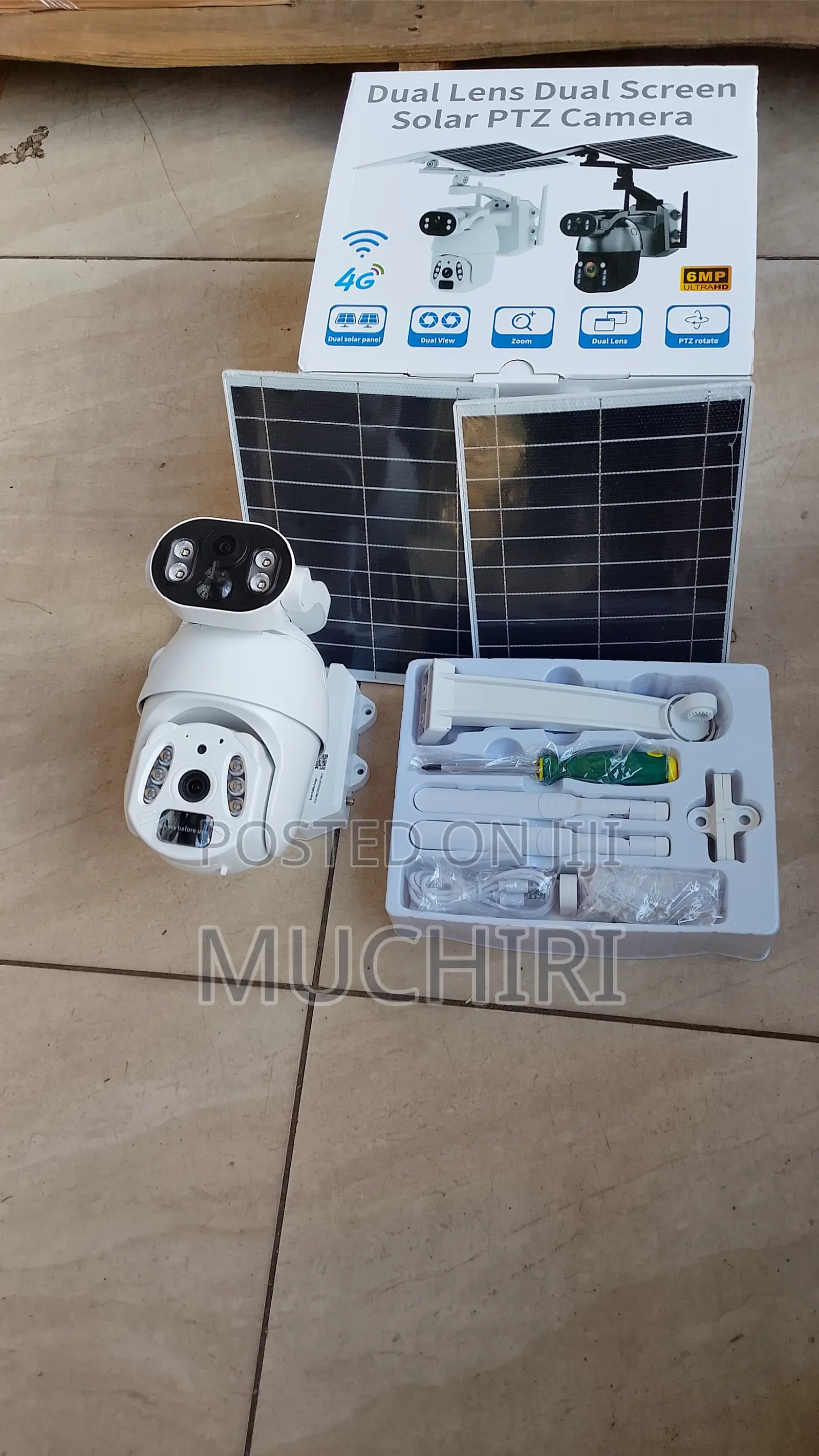 Outdoor Ubox 6mp Dual Lens Solar Powered PTZ Camera Dual Panel