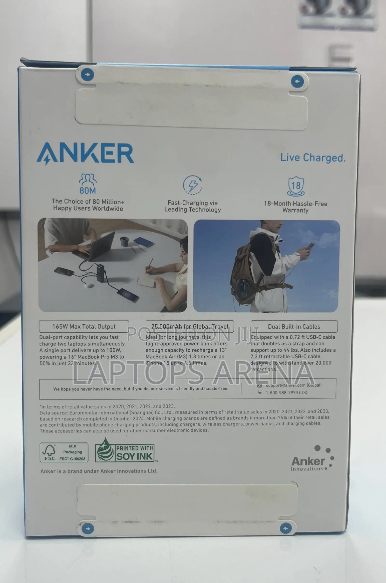 Anker Power Bank , 165w With Built in Retractable Cables