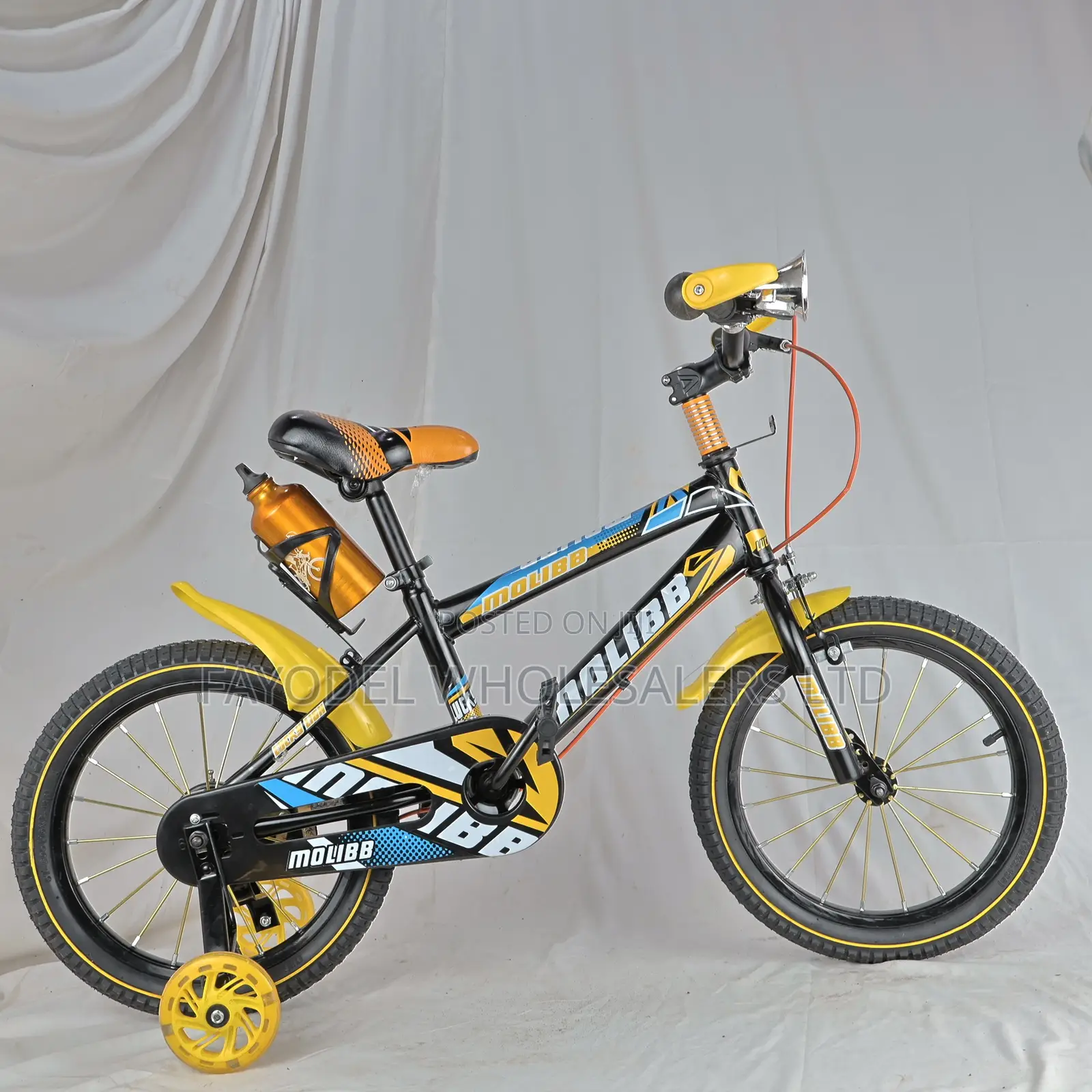 Molibb Size 16 Kids Bicycle – Training Wheels, Free Water Bottle