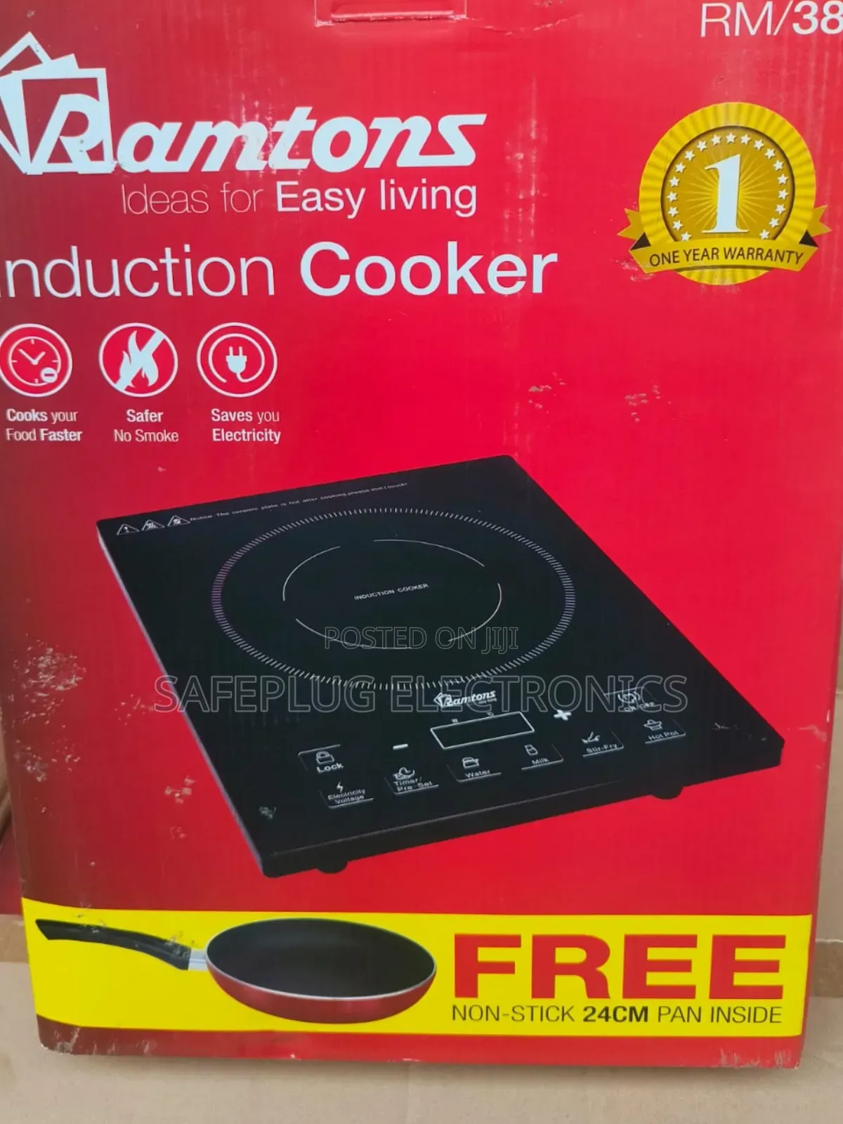 Ramtons Single Induction Cooker + Free Pan – Fast Energy Saving
