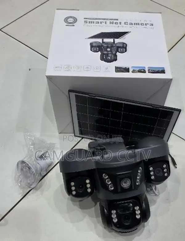4g V380 Triple Lens Screens Cam Solar Powered - (Pir Human Detection