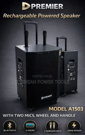 Rechargeable Powerful Speaker With Wheels and 2 Microphone/Speaker