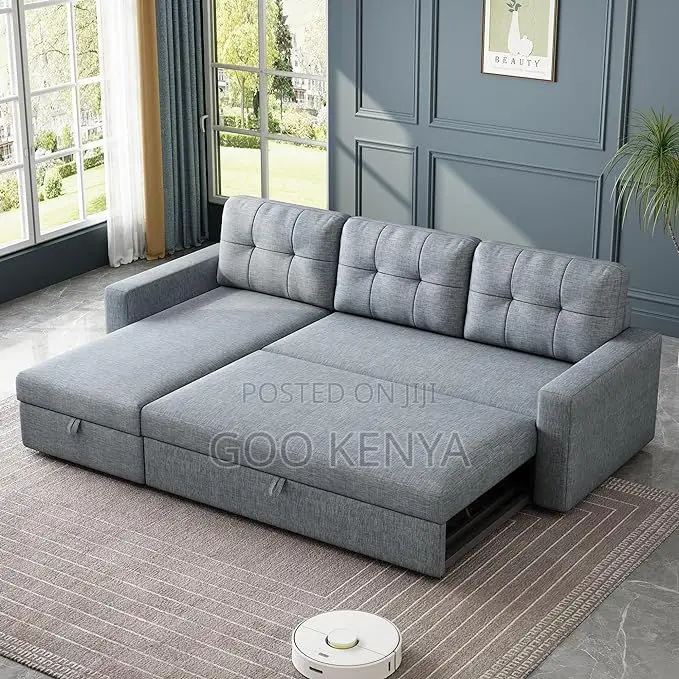 Sofa Bed; Space-Saving Fabric Sofa Bed With Easy Pull-Out Extension