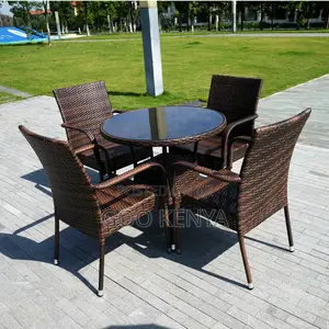 Outdoor Rattan; All-Weather 4 Seater Rattan Outdoor Dining Set
