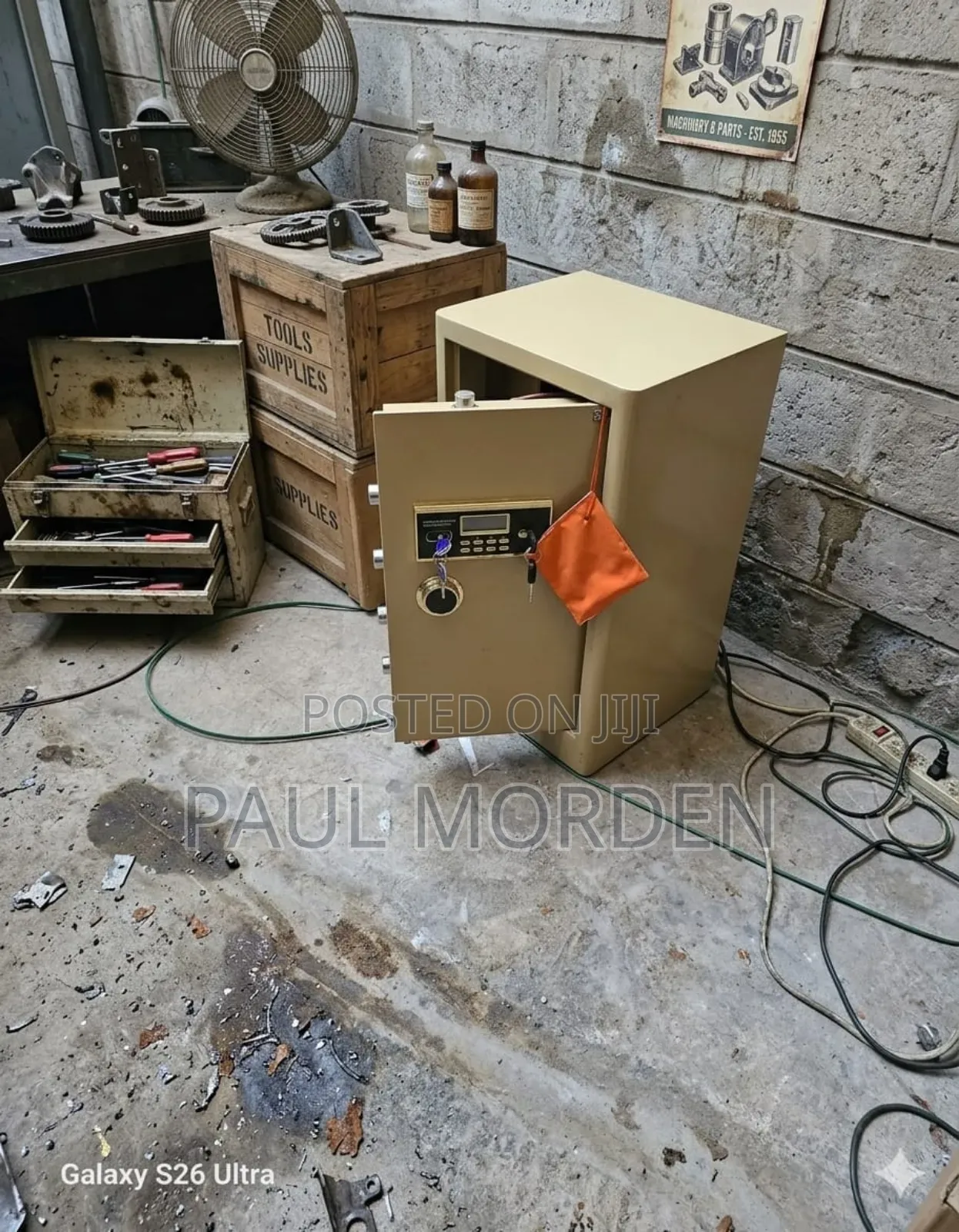 Beige Electronic Safebox With Digital Lock Keys Override