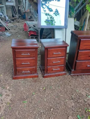 Mahogany Walnut 3-Drawer Bedside Tables