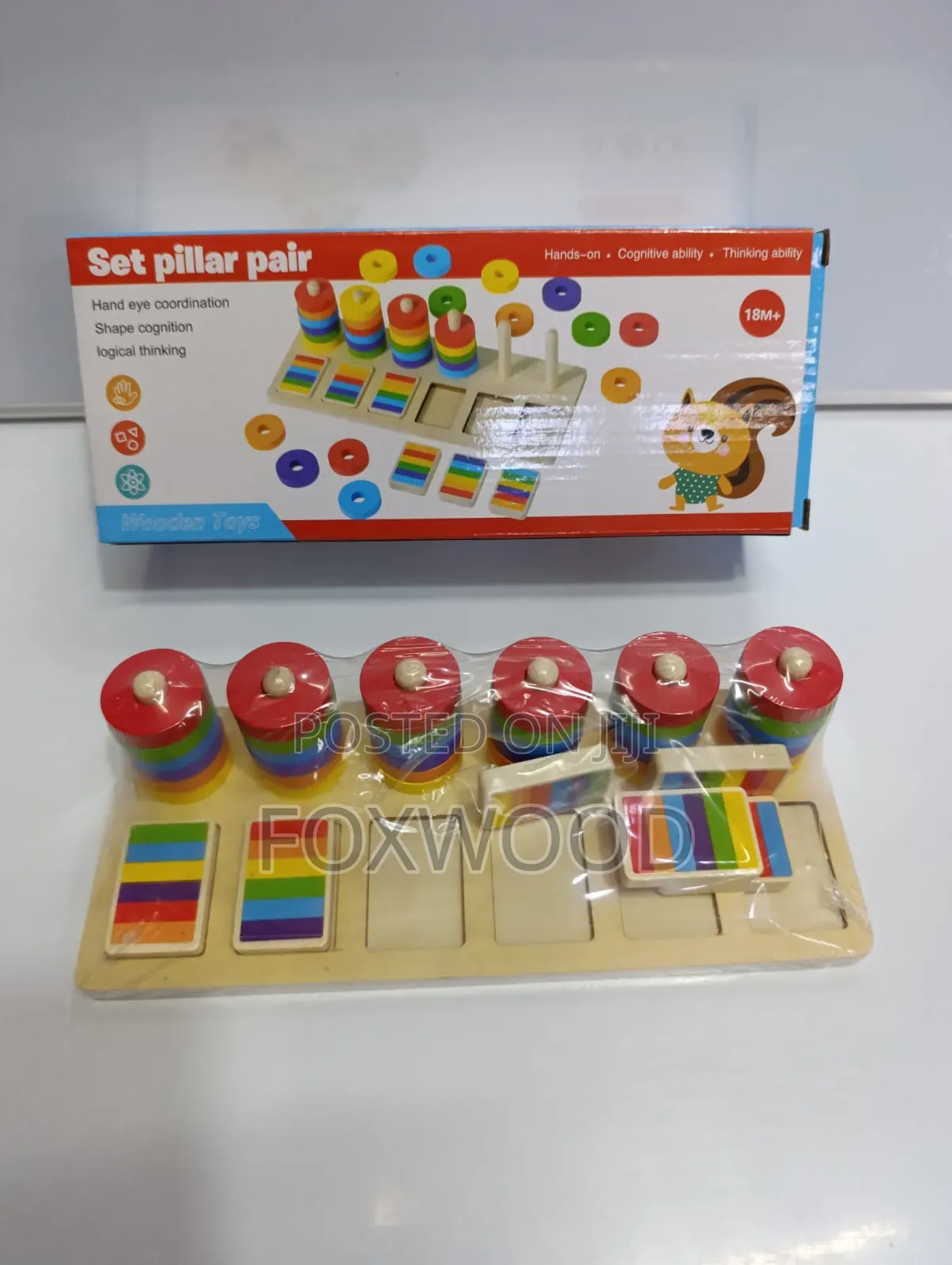 Wooden Montessori Color Matching Pillar Pair Set