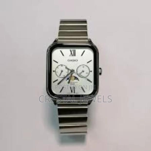 Casio MTP-M305d Moon Phase Square Dial Men's Watch - Stainless Steel