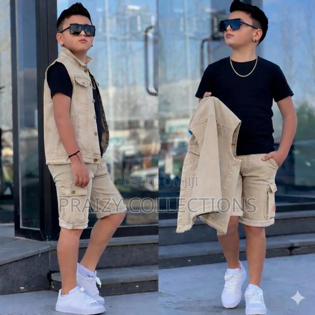 3pc Short+ Tshirt +Half Coat Set - thumbnail 2