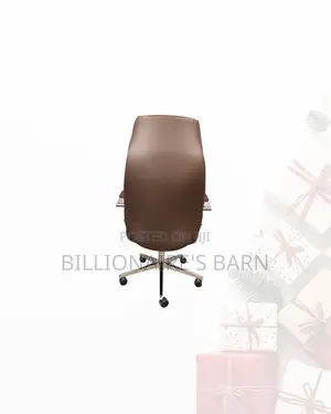 Brown Executive Leather Office Chair High Back Chrome Base Ergonomic