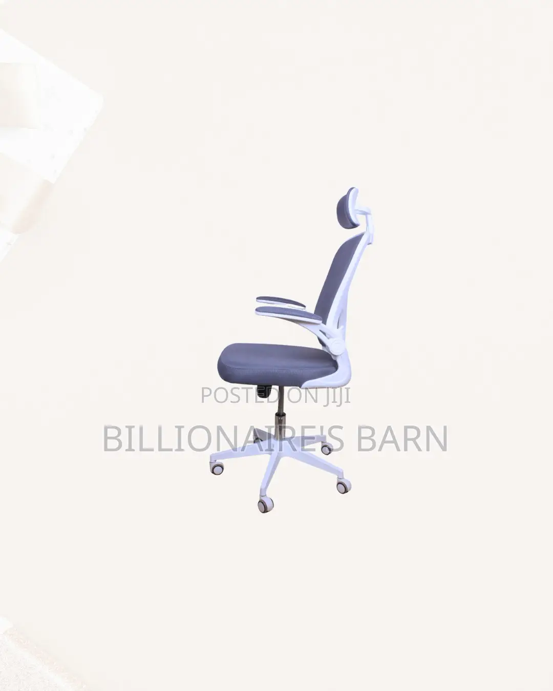 White Ergonomic Office Chair Flip Up Arms Adjustable Headrest Solution