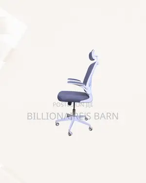 White Ergonomic Office Chair Flip Up Arms Adjustable Headrest Solution